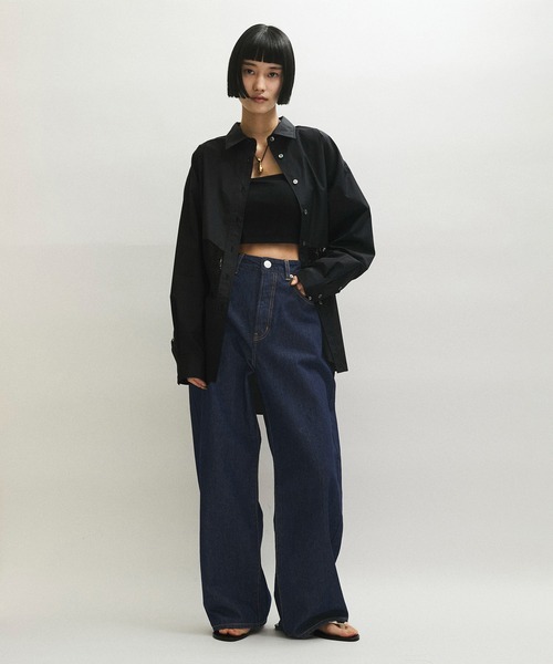 「NEEDBY heritage」 デニムパンツ 26 ネイビー レディースの画像