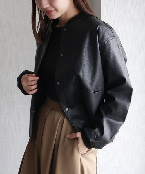sin.ca ノーカラージャケット ML ブラック レディース : ZOZOTOWN