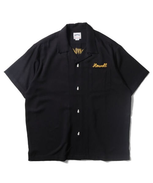 HOUSTON FONCE'S MARKET ボウリングシャツ M 黒 HOUSTON（ヒューストン） シャツ ボーリングシャツ(NEW YORK) メンズ