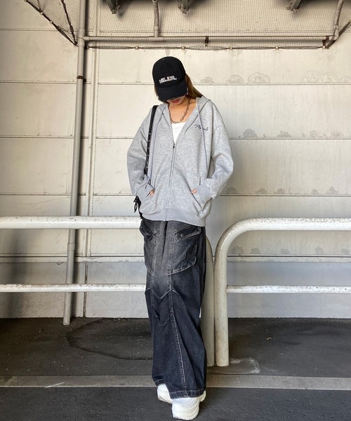 「non-hedge」 ジップアップパーカー FREE グレー レディース_画像3