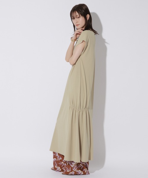 LAKOLE（ラコレ） ワンピース 半袖 ワッフルギャザーワンピース