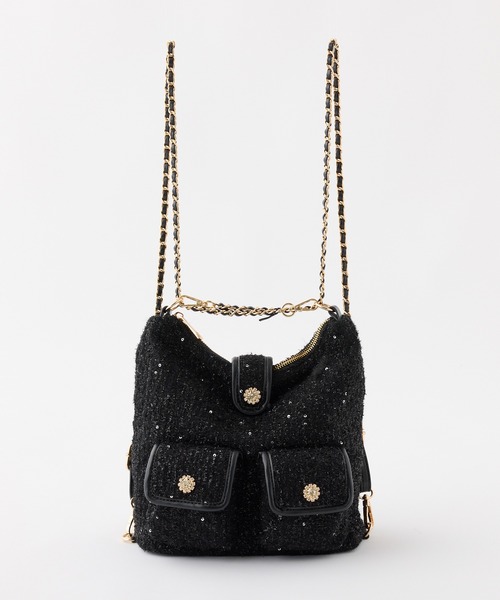 NICE CLAUP完売品ビジューポケット付き2way リュック　ブラック one after another NICE CLAUP デイバック リュック ビジューポケット