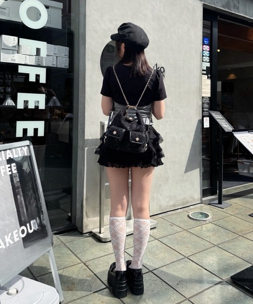 NICE CLAUP完売品ビジューポケット付き2way リュック　ブラック one after another NICE CLAUP デイバック リュック ビジューポケット
