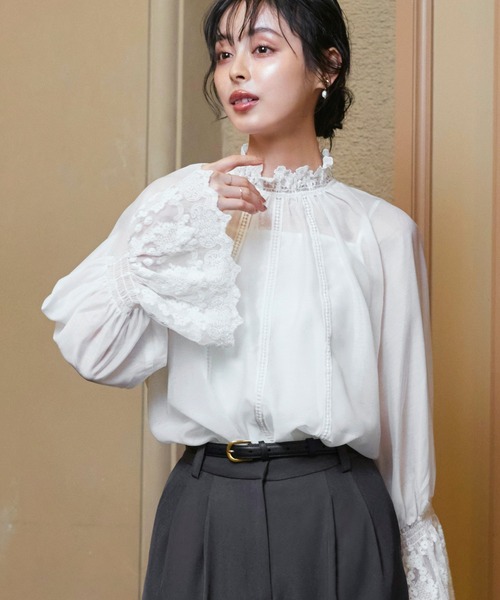 「RUIRUE BOUTIQUE」 長袖ブラウス L チャコール レディース_画像3