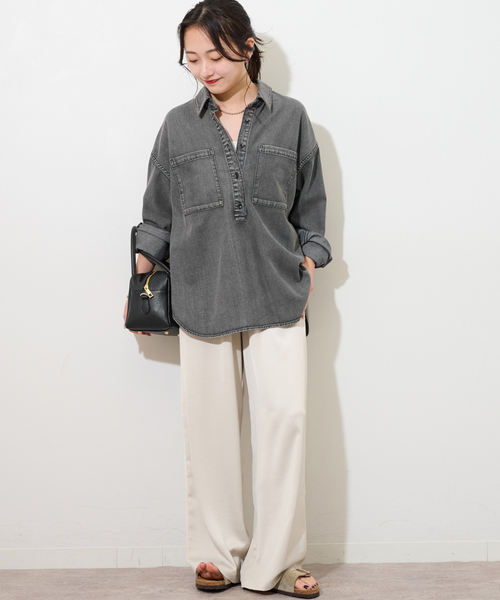 「JOURNAL STANDARD relume」 長袖シャツ FREE ネイビー レディース_画像2