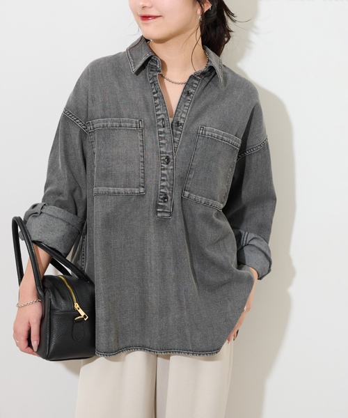 「JOURNAL STANDARD relume」 長袖シャツ FREE ネイビー レディース_画像6