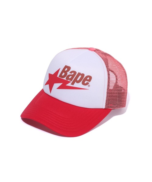 A BATHING APE（アベイシングエイプ） メッシュキャップ FREE レッド