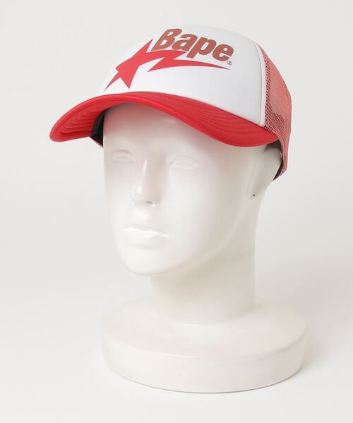 A BATHING APE（アベイシングエイプ） メッシュキャップ FREE レッド