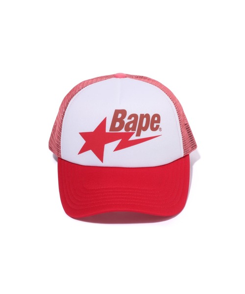 A BATHING APE（アベイシングエイプ） メッシュキャップ FREE レッド