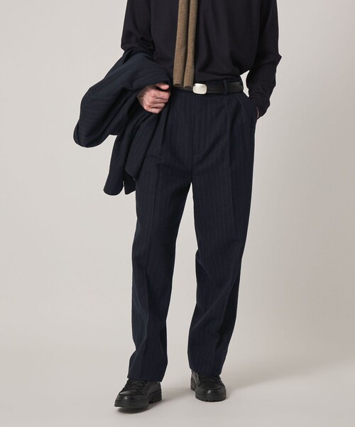 【完売品】＜Steven Alan＞パンツインツープリーツ ドレス トラウザー ワイドパンツ スラックス 「Steven Alan」 ブラッシュド フランネル
