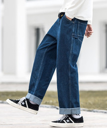 パンツ デニム ジーンズ 【neos -addictive design-】セミワイド ステッチ サルエル ペインターデニム パンツ デニム ジーンズ 【neos -addictive design-】セミワイド ステッチ サルエル ペインターデニム