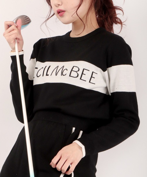 本物保証 ニット Cecil クルーネックラインロゴニット Green Mcbee セーター トレーナー サイズ 1 レディース Sサイズ相当 Reflect Com Pl