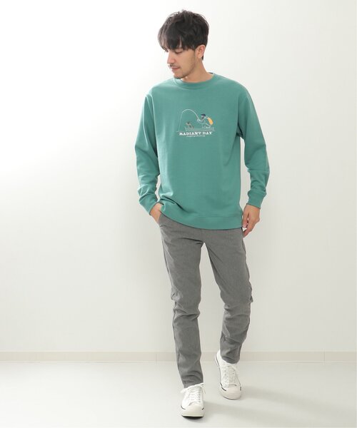 ikka トレーナー スウェット フィッシング刺繍トレーナー メンズ