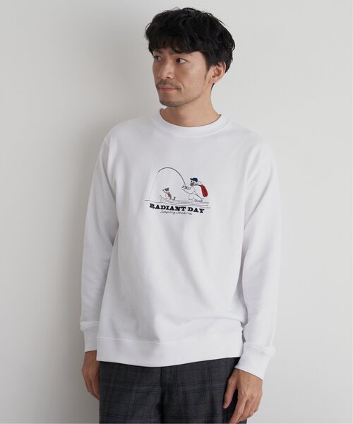 ikka トレーナー スウェット フィッシング刺繍トレーナー メンズ