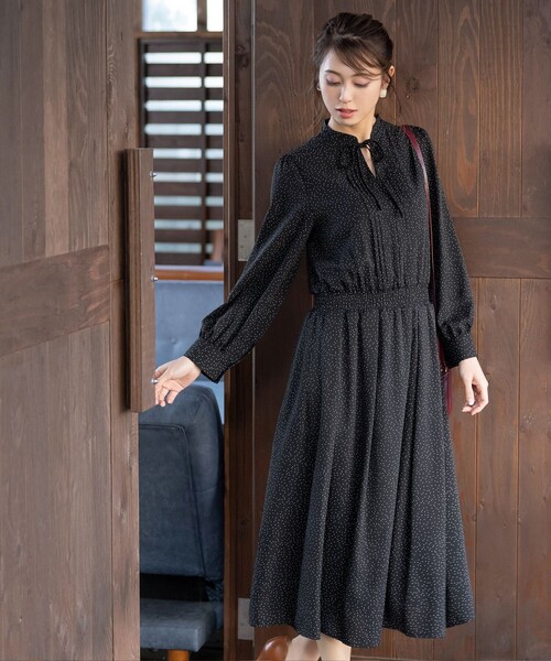 Tiaclasse ワンピース 「洗える」細リボンギャザーワンピース