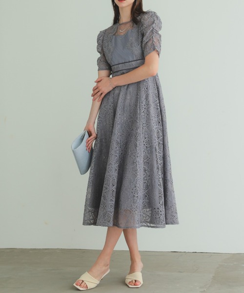 Dorry Doll スカラップ使い総レースワンピース Dorry Doll ドレス スカラップデザインフレアドレス : ZOZOTOWN