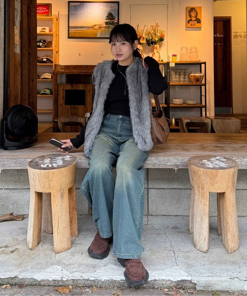 AS KNOW AS（アズノゥアズ） ベスト ジレ さらりとファーベスト