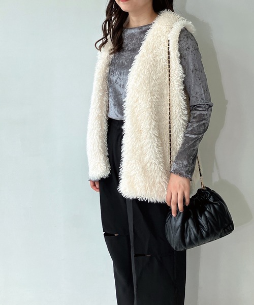 AS KNOW AS（アズノゥアズ） ベスト ジレ さらりとファーベスト