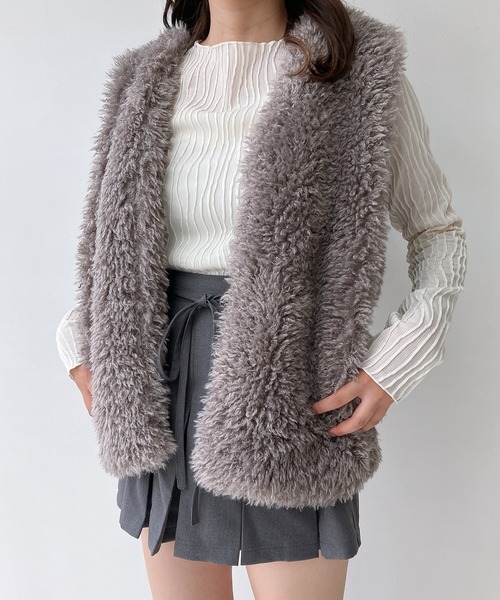 AS KNOW AS（アズノゥアズ） ベスト ジレ さらりとファーベスト