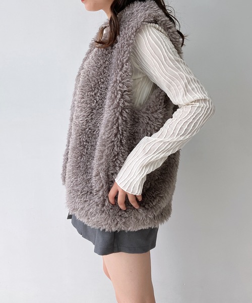 AS KNOW AS（アズノゥアズ） ベスト ジレ さらりとファーベスト