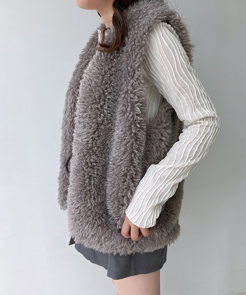 AS KNOW AS（アズノゥアズ） ベスト ジレ さらりとファーベスト