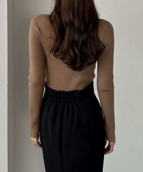 新品】 L'Appartement リブニット タイト ボートネック 長袖 新品】 L