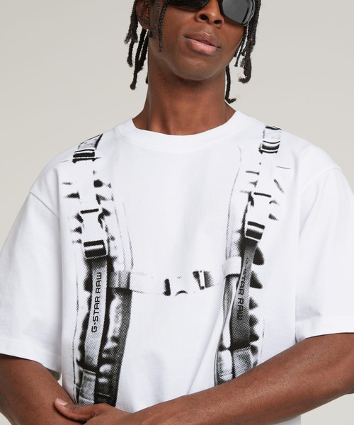 送料込★G-Star★Backpack Tシャツ G-STAR RAW tシャツ BACKPACK GRAPHIC BOXY T-SHIRT/オーバー