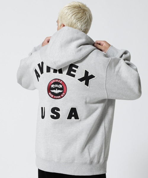 AVIREX パーカー VARSITY LOGO SWEAT ZIP UP PARKA / バーシティ