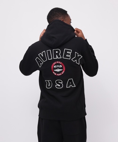 AVIREXスエットパーカー AVIREX パーカー VARSITY LOGO ZIP SWEAT PARKA NYC / バー