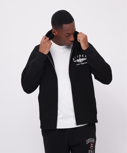 サ*し様 AVIREX バーシティ ロゴ スウェット ジップアップ パーカー VARSITY LOGO SWEAT ZIP UP PARKA /バーシティ ロゴ スウェット