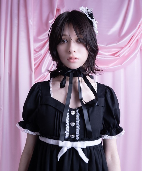 ワンピース Neck ribbon & heart bijou baby doll AVENCHUMU ワンピース Neck ribbon & heart bijou baby doll