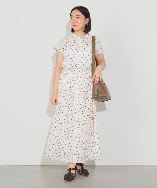 BEAMS HEART ワンピース ウエストドロスト フラワー柄