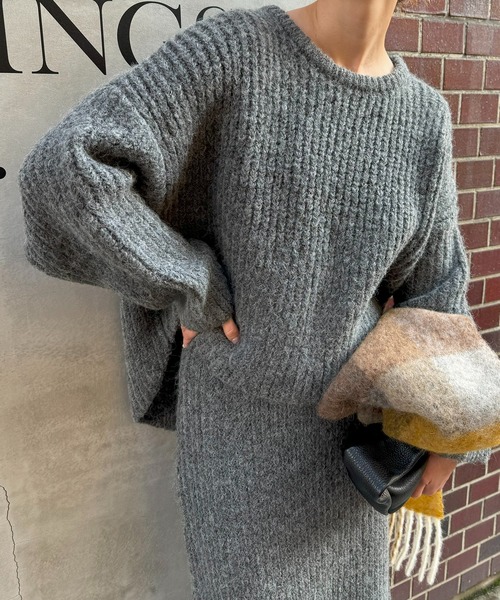 meilmada ニット セーター バックラウンド畦編みニット レディース