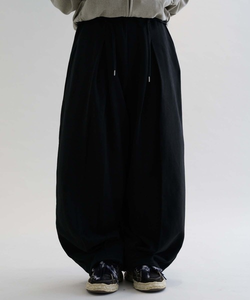 ワイドパンツ スウェットパンツ ジャージ 「EPNK」Vertical tuck sweat 