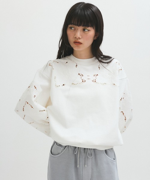 トレーナー スウェット 「VIOLETTE ROOM for ADAM ET ROPE'」 EMBROIDERY SWEATSHIRT レディース ADAM ET ROPE'｜【VIOLETTE ROOM for ADAM ET ROPE