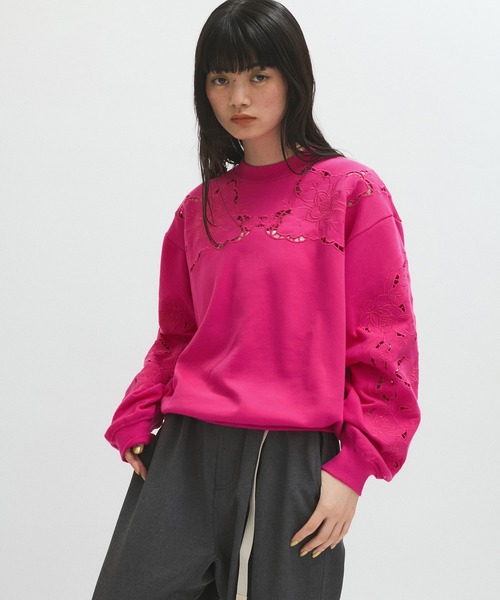 アダムエロペ　トレーナー　ピンク スウェット ショート丈　背面ジッパー付き アダムエロペトレーナーピンク スウェット ショート丈背面