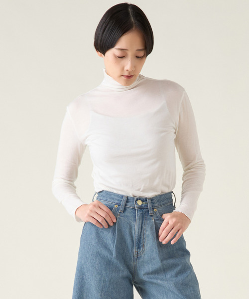 tシャツ リヨセルカシミアボトルネックプルオーバー レディース