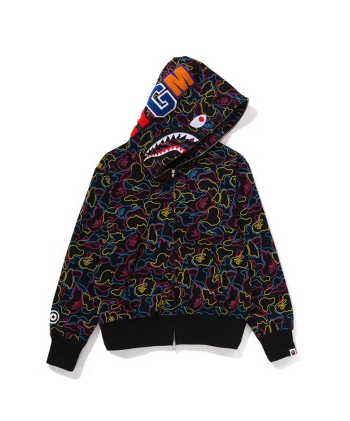 エイプパーカー A BATHING APE パーカー NEON CAMO SHARK FULL ZIP HOODIE