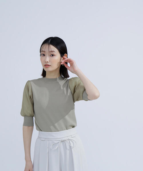 ニット セーター ドッキングシアースリーブニット レディース NATURAL BEAUTY BASIC ニット セーター ドッキングシアー
