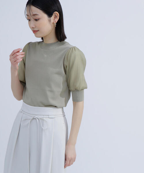 N.Natural beauty basic - 今期完売色♡シアースリーブニット ドッキングシアースリーブニット | NATURAL BEAUTY BASIC