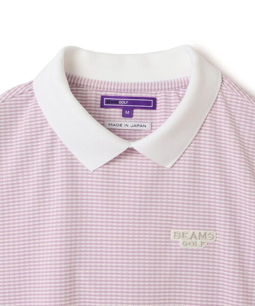 最も信頼できる ポロ ポロシャツ GOLF BEAMS PURPLE ギンガム 襟付き / LABEL トップス