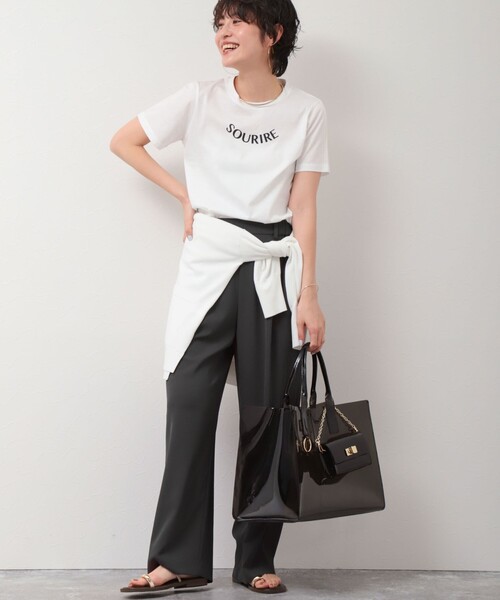【新品タグ付】ノーリーズ　タックワイドパンツ ウォッシャブルプリントタックワイドパンツ | NOLLEY'S