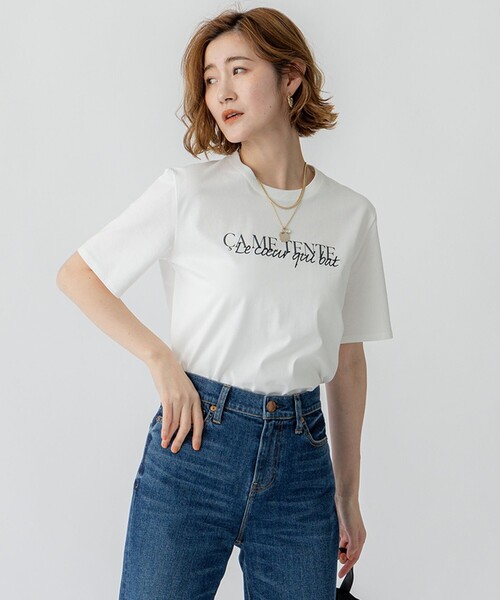 tシャツ 「洗える」CA ME TENTE ロゴ TEE レディース