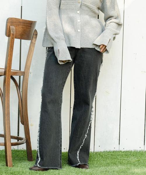mideal ジーンズ デニム デニムパンツ side fringe flare denim