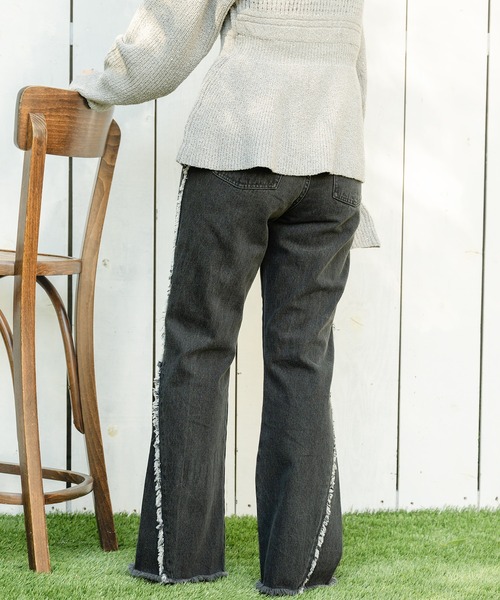 mideal ジーンズ デニム デニムパンツ side fringe flare denim