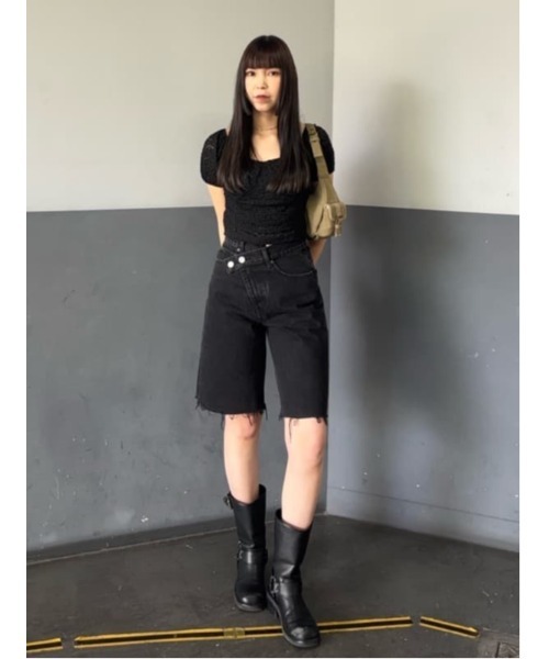 SLY（スライ） tシャツ 半袖 PUFF SLEEVE GATHER CUT TOPS 