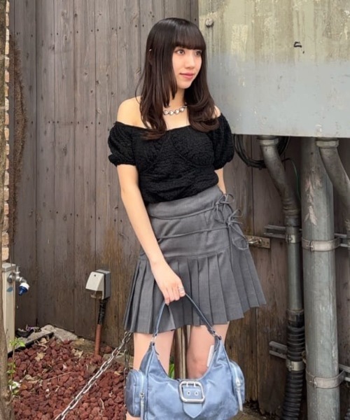 SLY（スライ） tシャツ 半袖 PUFF SLEEVE GATHER CUT TOPS