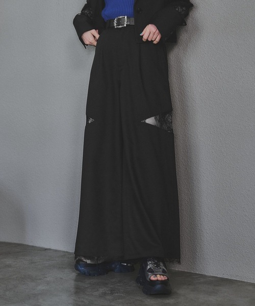 HARE パンツ 接触冷感/ポイントレースキリカエワイドパンツ(HARE