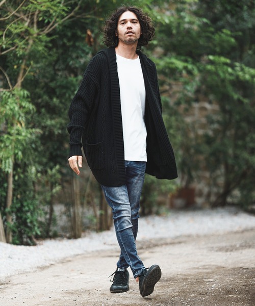 「CAMBIO」 加工スキニーデニムパンツ M ブラック メンズ