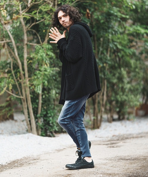「CAMBIO」 加工スキニーデニムパンツ M ブラック メンズ